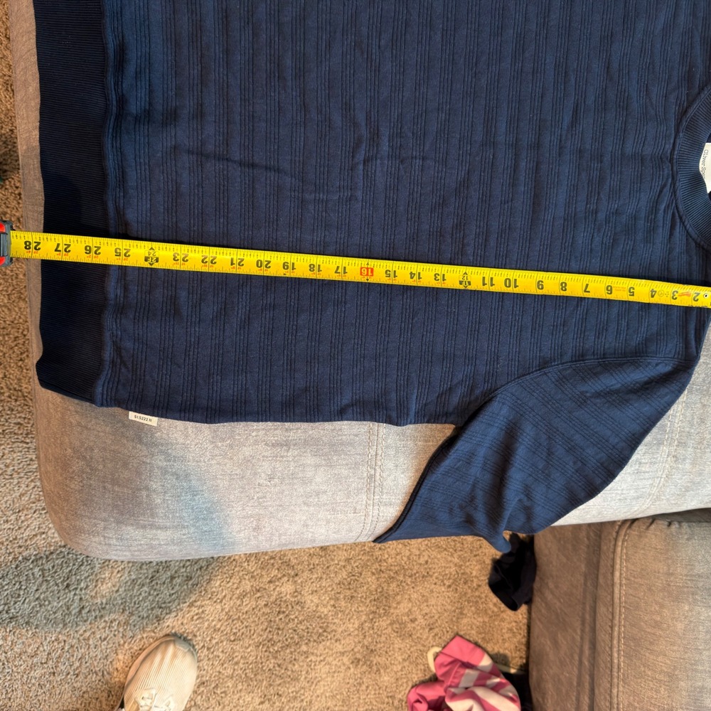 Oliver Spencer Mens Navy Blue Textured Cotton Crewneck Sweatshirt Large - Picture 11 of 12